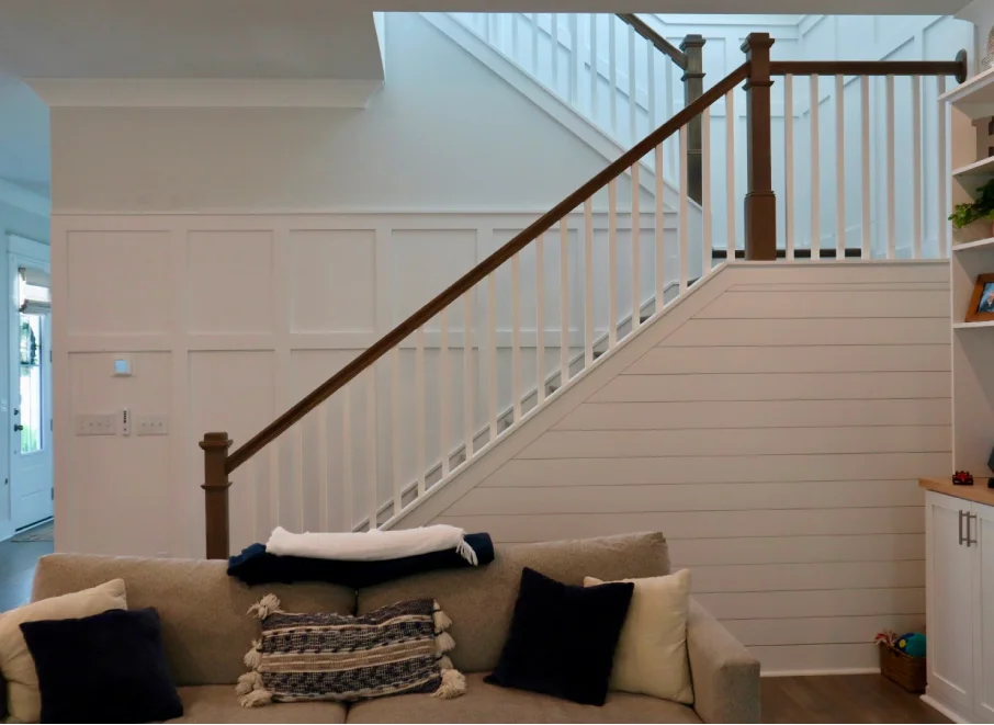 Interior home improvements in the Northshore Louisiana including trim, shelving, and lighting upgrades